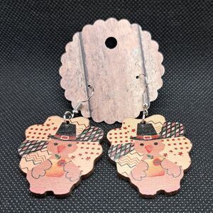 Wooden Turkey Earrings – Perfect for Thanksgiving & Fall Festivities!  NWOT